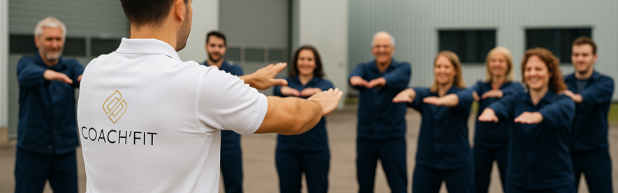 Réveil musculaire collectif sur site logistique pour prévenir les TMS et préparer les équipes à la journée de travail